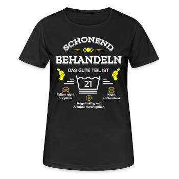 SCHONEND BEHANDELN 21. GEBURTSTAG - Frauen T-Shirt atmungsaktiv - Schwarz - Vorne - AI Model Female 172 light (172cm)