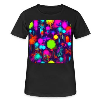 Neon Party UV Elektro House Style - Frauen T-Shirt atmungsaktiv - Schwarz - Vorne - AI Model Female 172 light (172cm)