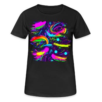 Neon Abstrakt Style Trend UV - Frauen T-Shirt atmungsaktiv - Schwarz - Vorne - AI Model Female 172 light (172cm)