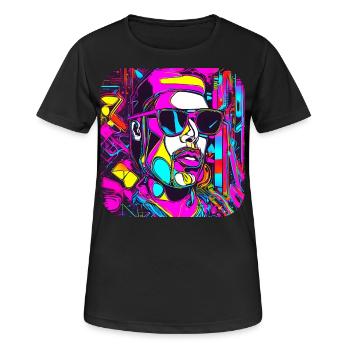 Neon Style UV Glow Party Trend - Frauen T-Shirt atmungsaktiv - Schwarz - Vorne - AI Model Female 172 light (172cm)