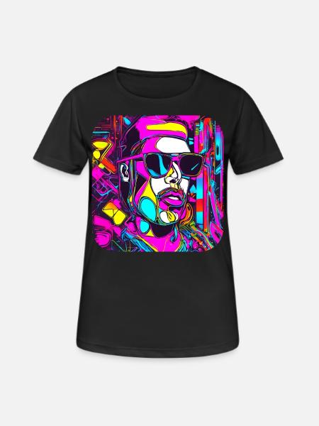 Neon Style UV Glow Party Trend - Frauen T-Shirt atmungsaktiv - Schwarz