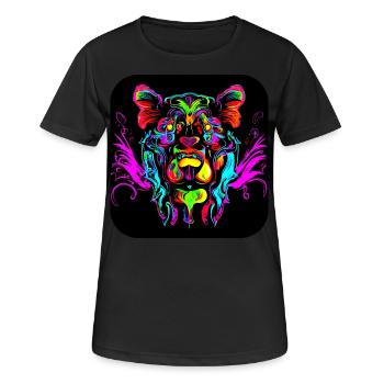 Neon Cyberglow UV Abstrakt Style - Frauen T-Shirt atmungsaktiv - Schwarz - Vorne - AI Model Female 172 light (172cm)