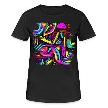 Neon Design Abstrakt UV House Style - Frauen T-Shirt atmungsaktiv - Schwarz - Vorne - AI Model Female 172 light (172cm)