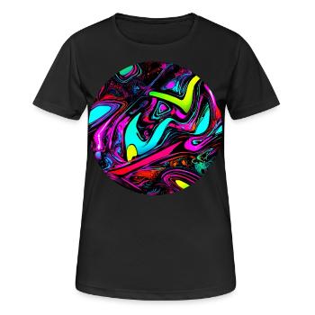 Neon Abstrakt Style Trend Glow Party - Frauen T-Shirt atmungsaktiv - Schwarz - Vorne - AI Model Female 172 light (172cm)