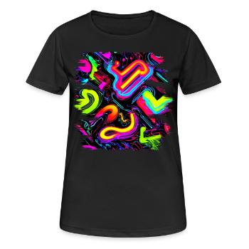 Neon Party Oldschool Color Glow UV - Frauen T-Shirt atmungsaktiv - Schwarz - Vorne - AI Model Female 172 light (172cm)