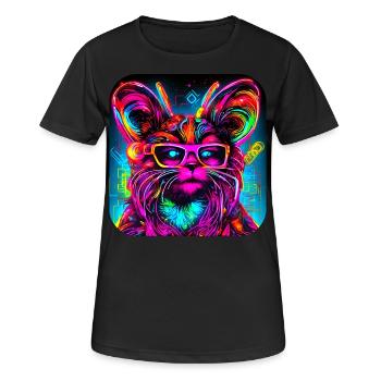 Neon Cyberglow UV Abstrakt Style - Frauen T-Shirt atmungsaktiv - Schwarz - Vorne - AI Model Female 172 light (172cm)