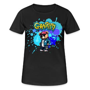 Nounours Graffiti - T-shirt respirant Femme - noir - Devant - AI Model Female 172 light (172cm)