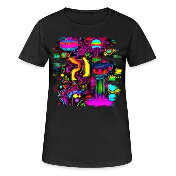 Neon Fluorescent UV Electro Music Party - Frauen T-Shirt atmungsaktiv - Schwarz - Vorne - AI Model Female 172 light (172cm)