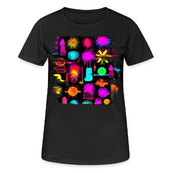 Neon Colorful Glow Party Electro - Frauen T-Shirt atmungsaktiv - Schwarz - Vorne - AI Model Female 172 light (172cm)