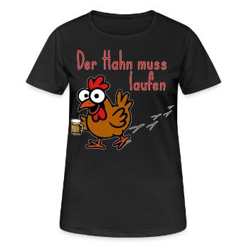 Zapf-Hahn muss laufen - Frauen T-Shirt atmungsaktiv - Schwarz - Vorne - AI Model Female 172 light (172cm)