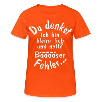 Je suis petit gentil gentil mauvais méchant dire drôle - T-shirt respirant Femme - orange néon - Devant - AI Model Female 172 dark (172cm)
