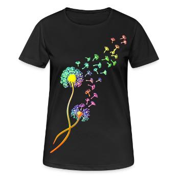 Dandelion blowball, flower, summer, garden, spring - T-shirt respirant Femme - noir - Devant - AI Model Female 172 light (172cm)