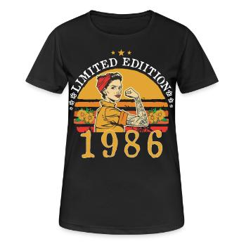 1986 Jahrgang Jahrgang 1986 Jahrgang Geburtstagsgeschenk - Frauen T-Shirt atmungsaktiv - Schwarz - Vorne - AI Model Female 172 light (172cm)