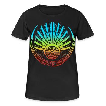aztec Maya kalender Inka - Frauen T-Shirt atmungsaktiv - Schwarz - Vorne - AI Model Female 172 light (172cm)