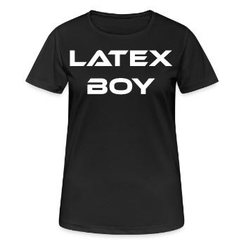 Schrift Design "Latex Boy" - Frauen T-Shirt atmungsaktiv - Schwarz - Vorne - AI Model Female 172 light (172cm)