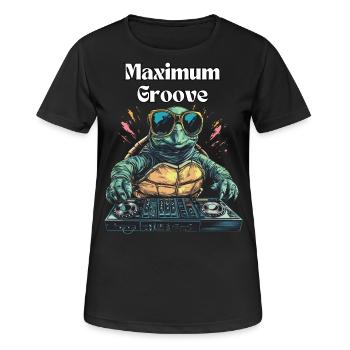Maximum Groove - Cool DJ turtle - Women's Breathable T-Shirt - black - Front - AI Model Female 172 light (172cm)