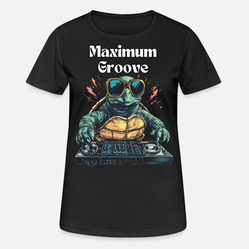 Maximum Groove - Cool DJ turtle - Women's Breathable T-Shirt - black
