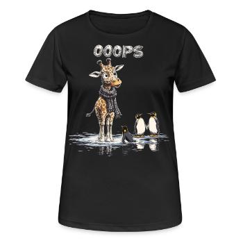 Ooops - Lustige Giraffe und Pinguine - Frauen T-Shirt atmungsaktiv - Schwarz - Vorne - AI Model Female 172 light (172cm)