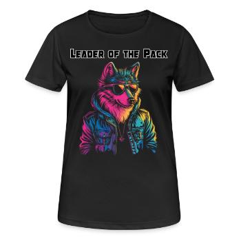 Leader of the Pack - Neon Wolf Design - Women's Breathable T-Shirt - black - Front - AI Model Female 172 light (172cm)