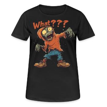 What??? - Funny zombie design - Women's Breathable T-Shirt - black - Front - AI Model Female 172 light (172cm)
