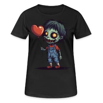 Zombie Child with Heart Balloon - Cute and Scary - Women's Breathable T-Shirt - black - Front - AI Model Female 172 light (172cm)