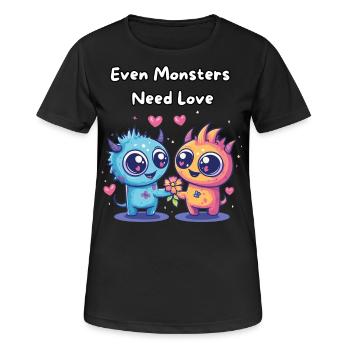 Even Monsters Need Love - Süße Monster - Women's Breathable T-Shirt - black - Front - AI Model Female 172 light (172cm)