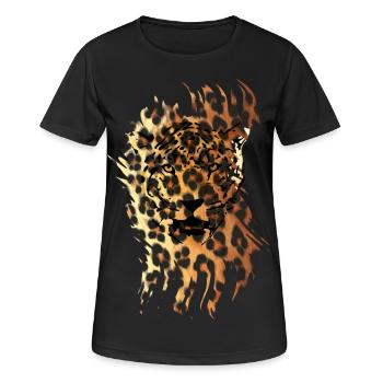 Leopard in camouflage - Women's Breathable T-Shirt - black - Front - AI Model Female 172 light (172cm)