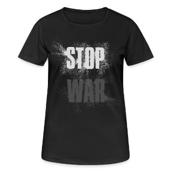 STOP WAR – NO WAR - PEACE - Women's Breathable T-Shirt - black - Front - AI Model Female 172 light (172cm)