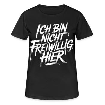 Ich bin nicht freiwillig hier - Frauen T-Shirt atmungsaktiv - Schwarz - Vorne - AI Model Female 172 light (172cm)