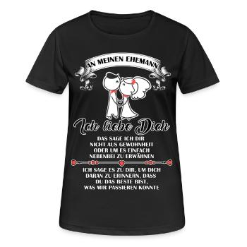 Ich liebe dich - Ehemann - Frauen T-Shirt atmungsaktiv - Schwarz - Vorne - AI Model Female 172 light (172cm)