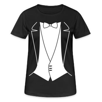 Frack für Junggesellenabschied, Hochzeit - Frauen T-Shirt atmungsaktiv - Schwarz - Vorne - AI Model Female 172 light (172cm)