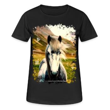cheval - T-shirt respirant Femme - noir - Devant - AI Model Female 172 light (172cm)