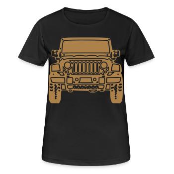 Wrangler vorne - Frauen T-Shirt atmungsaktiv - Schwarz - Vorne - AI Model Female 172 light (172cm)