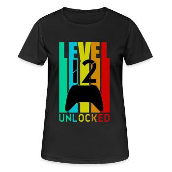 12 Anniversaire Gamer Niveau 12 Débloqué - T-shirt respirant Femme - noir - Devant - AI Model Female 172 light (172cm)