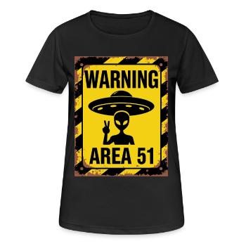 Avertissement OVNI Zone 51 - Entrez à vos risques et périls - T-shirt respirant Femme - noir - Devant - AI Model Female 172 light (172cm)