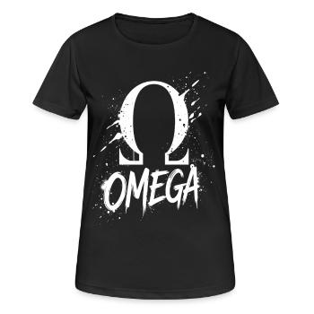 Omega Symbol Splash - Frauen T-Shirt atmungsaktiv - Schwarz - Vorne - AI Model Female 172 light (172cm)
