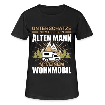 Alter Mann mit Wohnmobil Opa Rentner - Frauen T-Shirt atmungsaktiv - Schwarz - Vorne - AI Model Female 172 light (172cm)