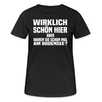 schön hier bodensee - Frauen T-Shirt atmungsaktiv - Schwarz - Vorne - AI Model Female 172 light (172cm)