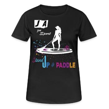 JA zu Sport & SUP 🏄‍♀️ STANDUP and Paddle! - Frauen T-Shirt atmungsaktiv - Schwarz - Vorne - AI Model Female 172 light (172cm)