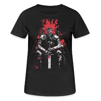 Untoter König mit Schwert – Dark Fantasy Art - Frauen T-Shirt atmungsaktiv - Schwarz - Vorne - AI Model Female 172 light (172cm)