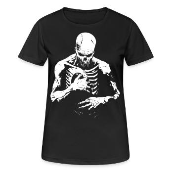 Zerfallender Zombie greift in Brustkorb - Frauen T-Shirt atmungsaktiv - Schwarz - Vorne - AI Model Female 172 light (172cm)