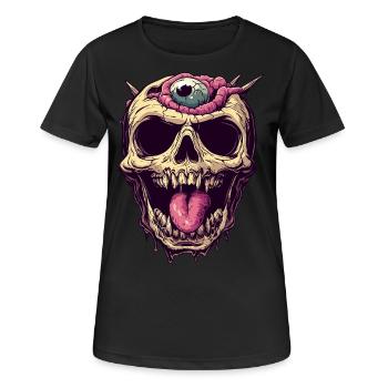 Crâne de zombie dégoûtant avec œil et langue - T-shirt respirant Femme - noir - Devant - AI Model Female 172 light (172cm)
