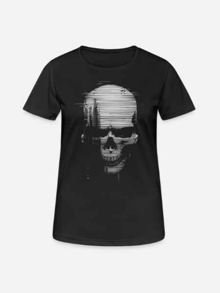 Glitch Skull Design – Cyberpunk Skull Art - Women's Breathable T-Shirt - black