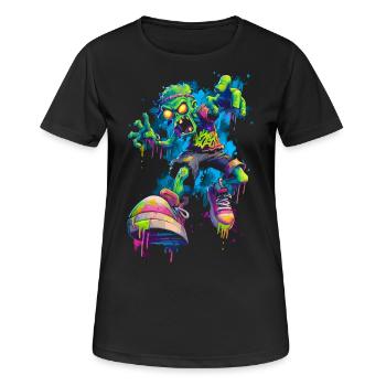 Neon Zombie Streetstyle Bande dessinée Skater Graffiti Look - T-shirt respirant Femme - noir - Devant - AI Model Female 172 light (172cm)