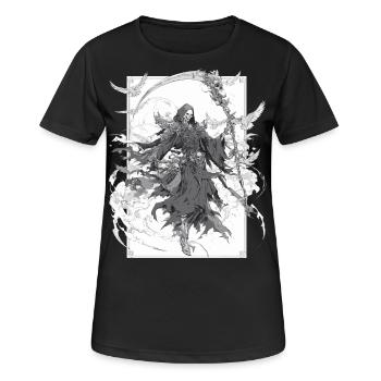 Grim Reaper Dunkler Sensenmann – Gothic Death Art - Frauen T-Shirt atmungsaktiv - Schwarz - Vorne - AI Model Female 172 light (172cm)