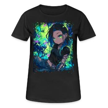 Tattoo Anime Girl – Neon Streetstyle Manga Woman - T-shirt respirant Femme - noir - Devant - AI Model Female 172 light (172cm)