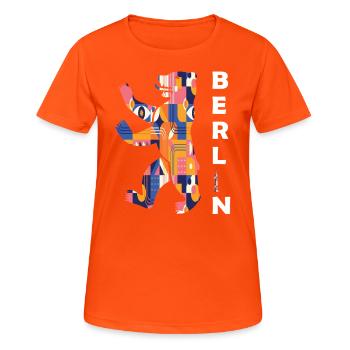 Ours de Berlin - T-shirt respirant Femme - orange néon - Devant - AI Model Female 172 dark (172cm)