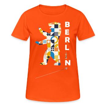 Berlin, capitale de l’ours, Allemagne - T-shirt respirant Femme - orange néon - Devant - AI Model Female 172 dark (172cm)