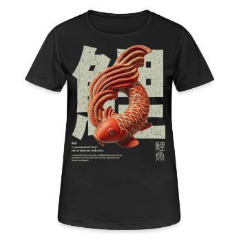 Japanischer Koi Fisch – Glück & Transformation - Frauen T-Shirt atmungsaktiv - Schwarz - Vorne - AI Model Female 172 light (172cm)