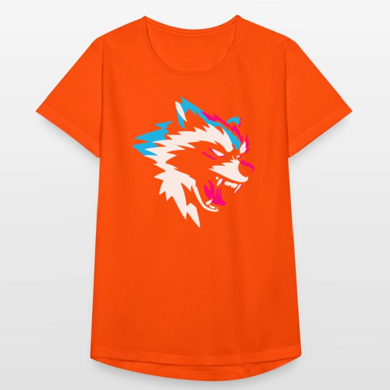 Neon Wolf Head – Conception de jeu agressive T-shirt respirant Femme
